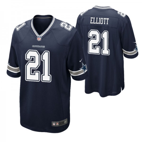 Men's - Dallas Cowboys #21 Ezekiel Elliott Navy Ni...