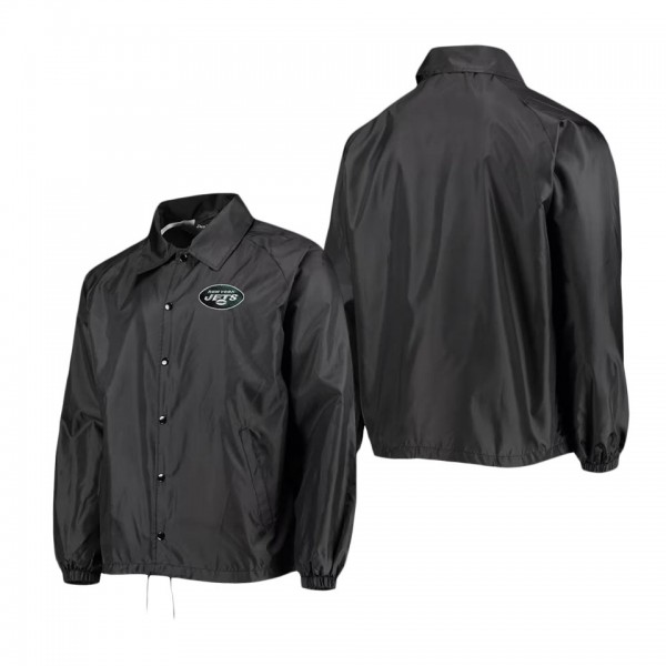 Men's New York Jets Dunbrooke Black Coaches Classic Raglan Full-Snap Windbreaker Jacket