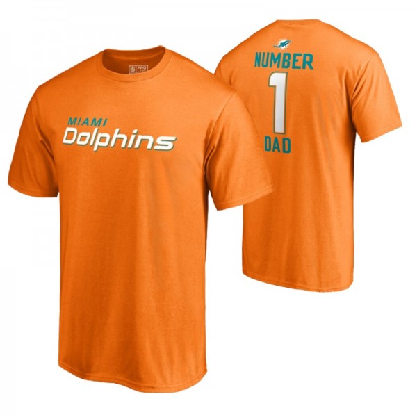 Miami Dolphins Orange Number 1 Dad T-Shirt