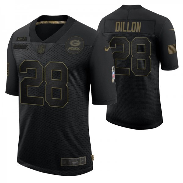 Green Bay Packers #28 A. J. Dillon Black 2020 Salu...
