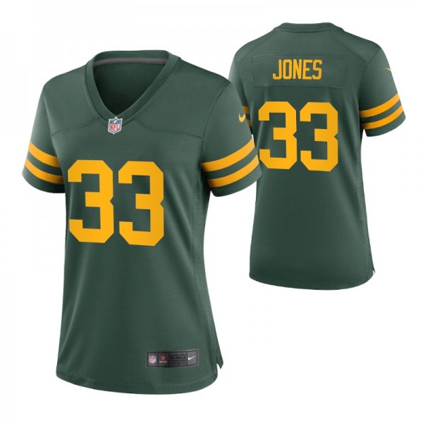 Women's Green Bay Packers Aaron Jones #33 Green Al...