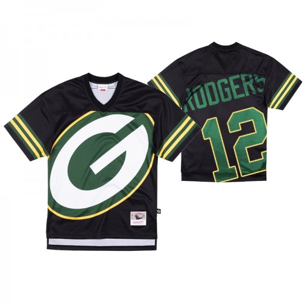 Green Bay Packers #12 Aaron Rodgers Big Face Black...