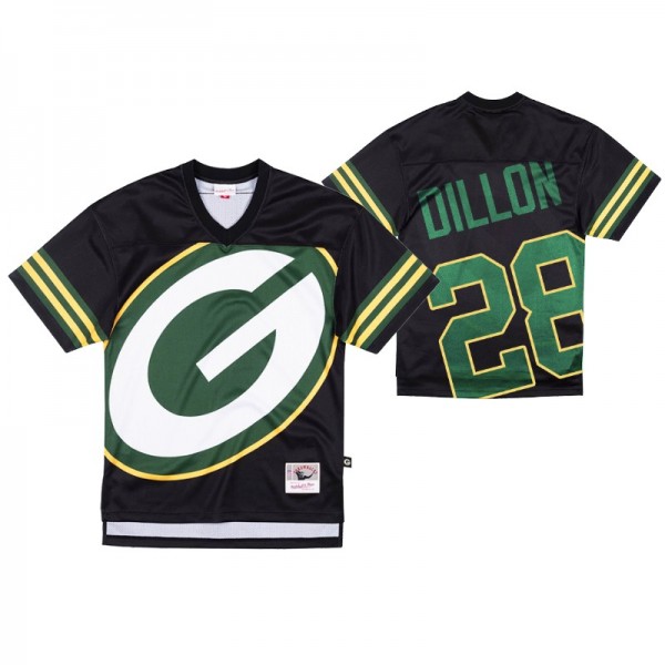 Green Bay Packers #28 AJ Dillon Big Face Black Jer...