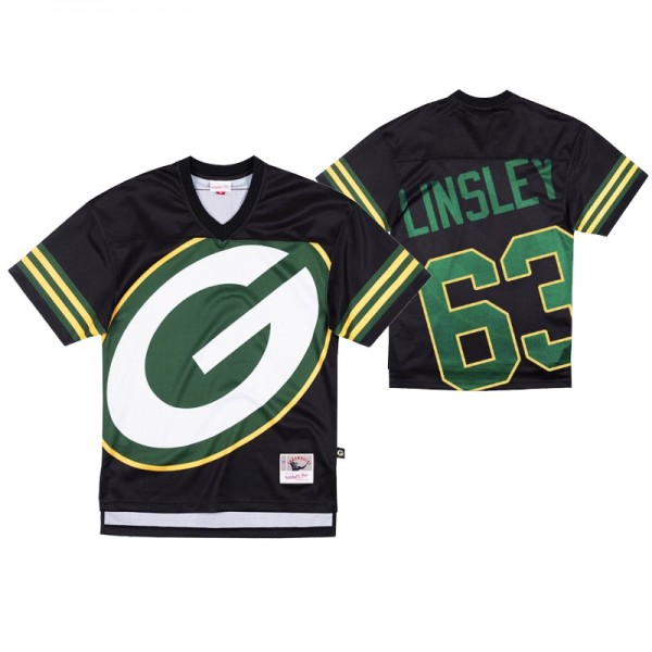 Green Bay Packers #63 Corey Linsley Big Face Black Jersey
