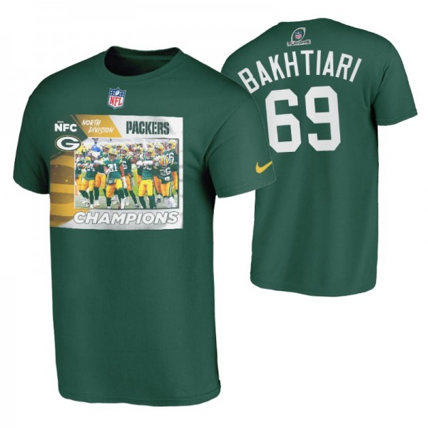 2020 NFC Champions Green Bay Packers #69 David Bakhtiari T-Shirt Green