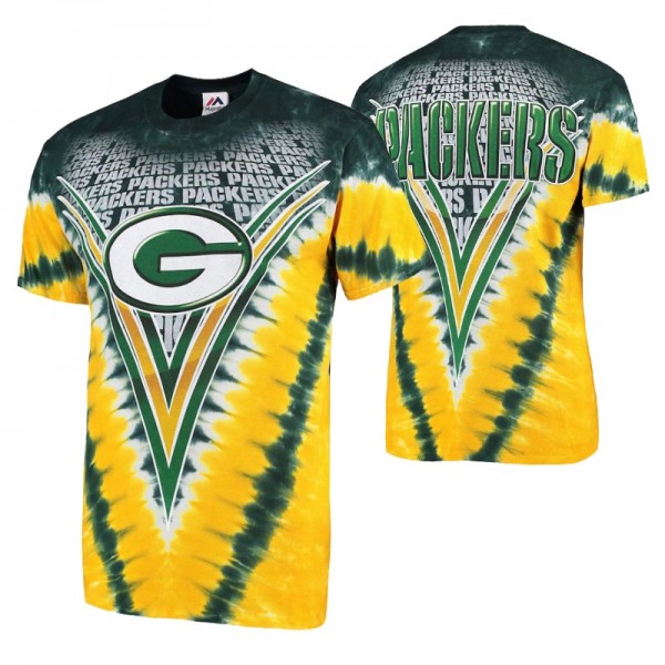 Green Bay Packers Majestic V Tie-Dye Green T-Shirt