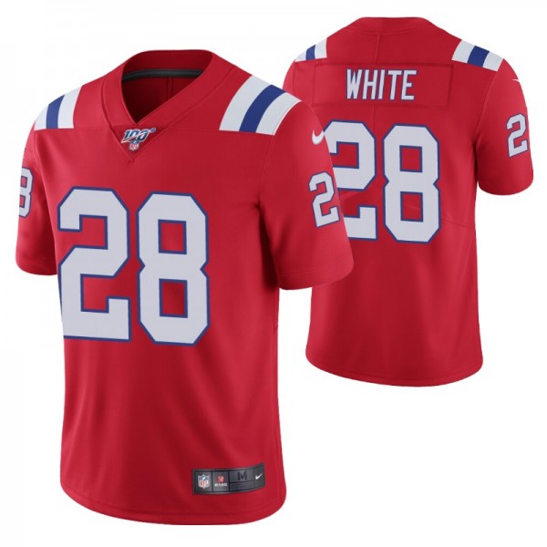 Men's New England Patriots James White Red 100th S...