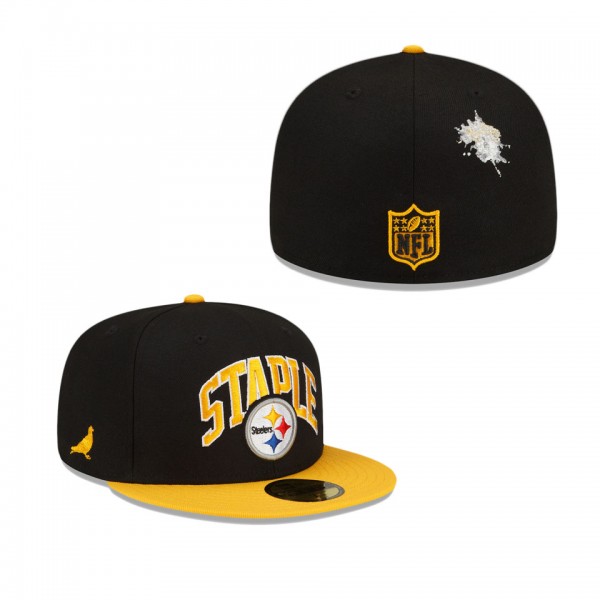 Men's Pittsburgh Steelers Black Gold NFL x Staple Collection 59FIFTY Fitted Hat