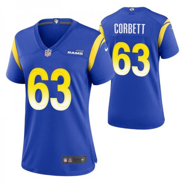 Women's Los Angeles Rams Austin Corbett #63 Royal ...