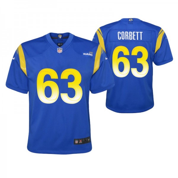 Los Angeles Rams Austin Corbett #63 Royal Game You...