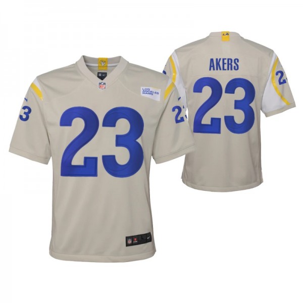 Youth Los Angeles Rams Cam Akers Game #23 Bone Jer...