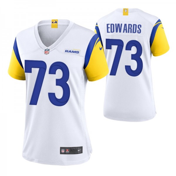 Los Angeles Rams David Edwards #73 White Alternate...