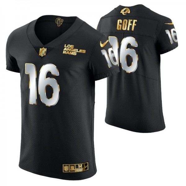 Los Angeles Rams Jared Goff #16 Golden Edition Bla...