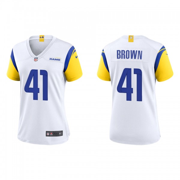 Women's Los Angeles Rams Malcolm Brown White Alter...