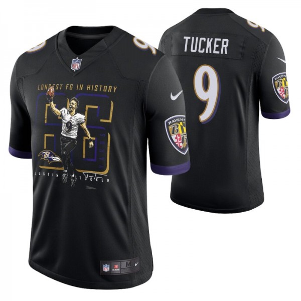 Baltimore Ravens Justin Tucker #9 66-yard Black Va...