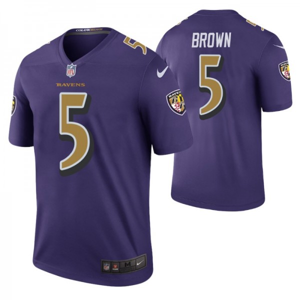 Men's No. 5 Marquise Brown Baltimore Ravens Purple...