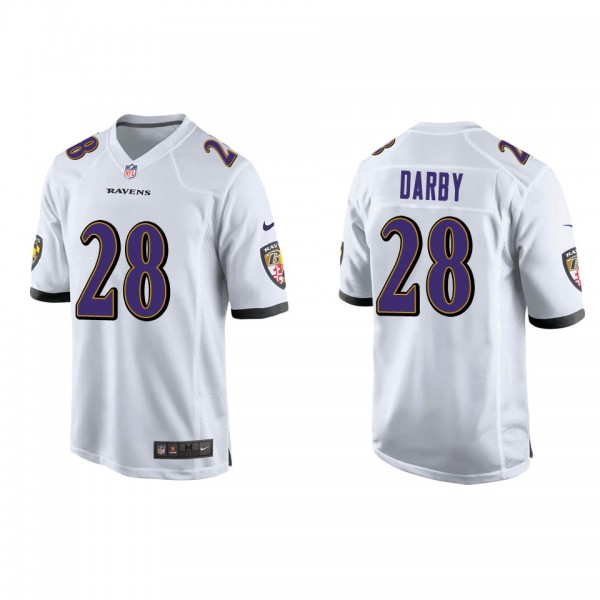 Men's Baltimore Ravens Ronald Darby White Game Jer...
