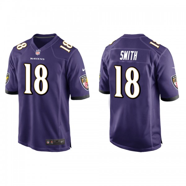 Men's Baltimore Ravens Roquan Smith Purple Game Je...