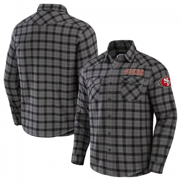 San Francisco 49ers NFL x Darius Rucker Flannel Long Sleeve Button-Up Shirt Gray