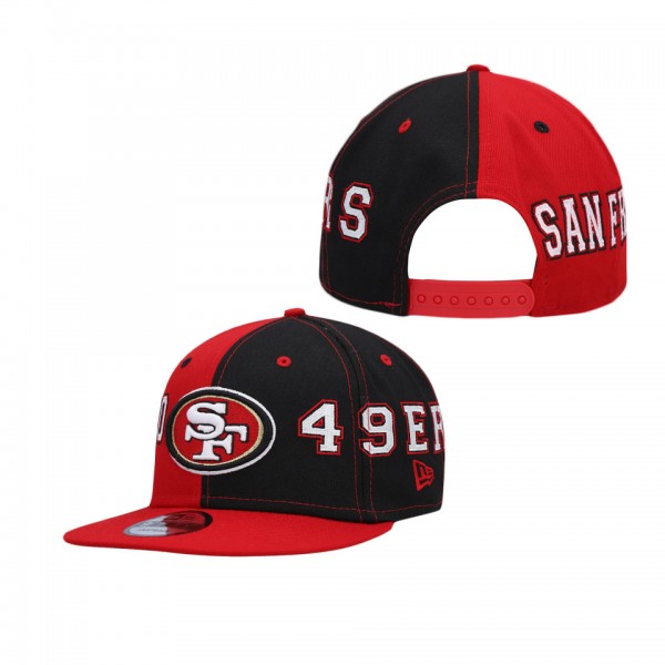 Men's San Francisco 49ers Scarlet Black Team Split 9FIFTY Snapback Hat