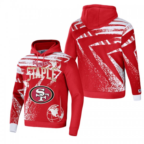 Men's San Francisco 49ers NFL x Staple Red All Over Print Pullover Hoodie