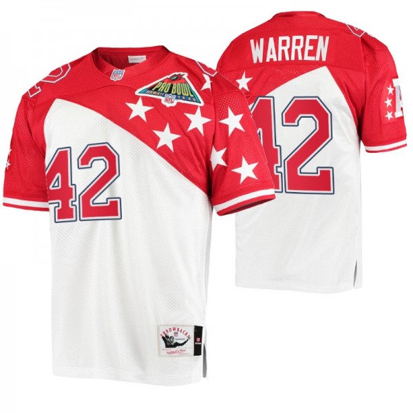1994 Pro Bowl Seattle Seahawks #42 Chris Warren White Red Authentic AFC Jersey