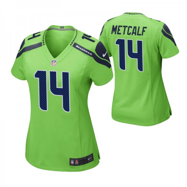 Women's Seattle Seahawks DK Metcalf #14 Neon Green...