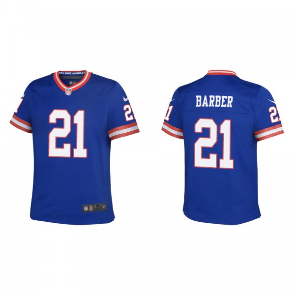 Tiki Barber Youth Giants Royal Classic Game Jersey