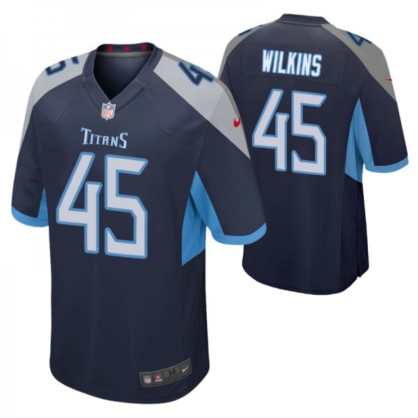 Tennessee Titans Jordan Wilkins #45 Navy Game Jers...