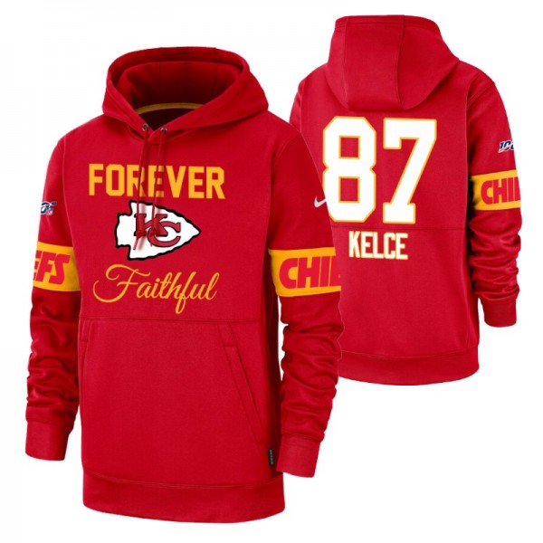 Travis Kelce Kansas City Chiefs Red Team Logo Hood...