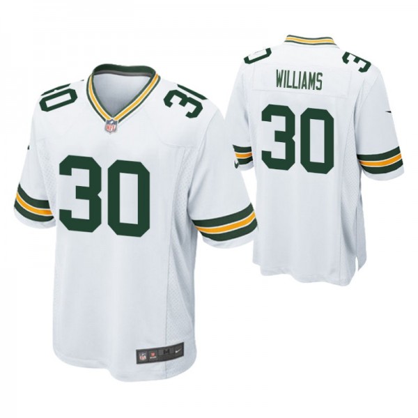 Men's - Green Bay Packers #30 Jamaal Williams Whit...