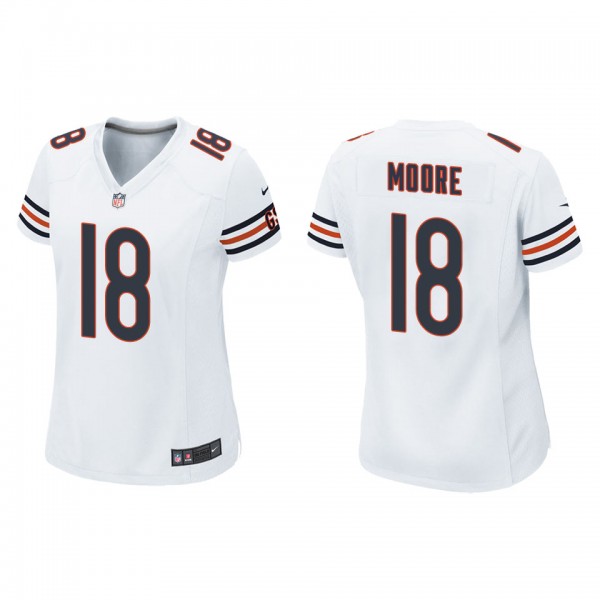 Women's Chicago Bears David Moore White Game Jerse...