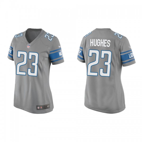 Women's Detroit Lions Mike Hughes Silver Game Jers...