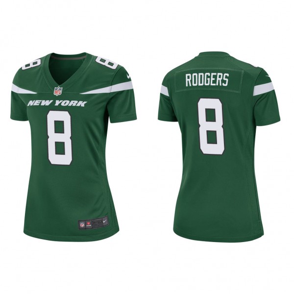 Women's New York Jets Aaron Rodgers Green Game Jer...