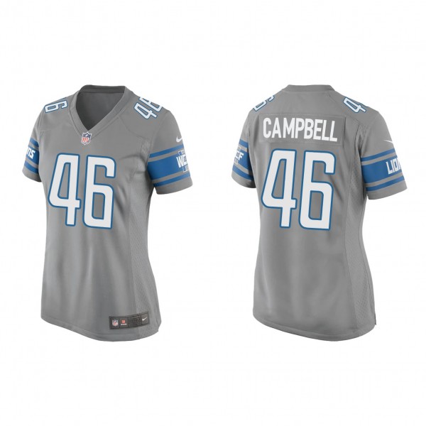 Women's Detroit Lions Jack Campbell Silver 2023 NFL Draft Game Jersey