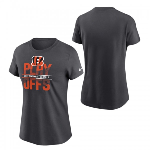 Women's Cincinnati Bengals Nike Anthracite 2022 NFL Playoffs Iconic T-Shirt
