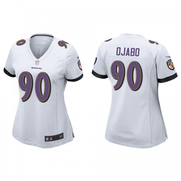 Women's Baltimore Ravens David Ojabo White Game Je...
