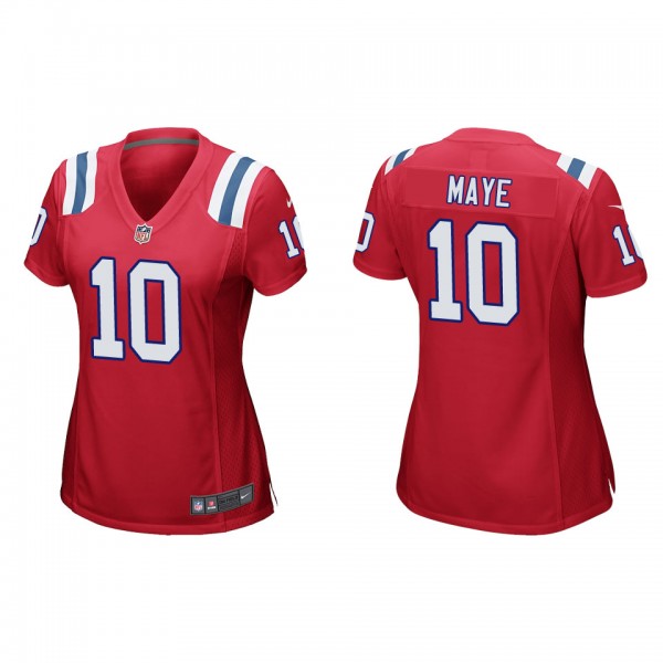 Women's Drake Maye New England Patriots Red Game J...