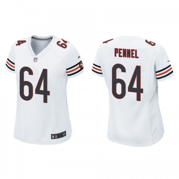 Women's Chicago Bears Mike Pennel White Game Jerse...