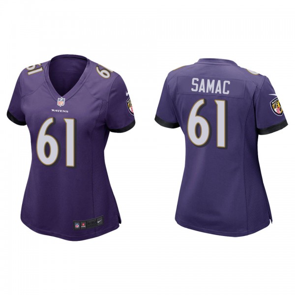 Women's Nick Samac Baltimore Ravens Purple Game Je...