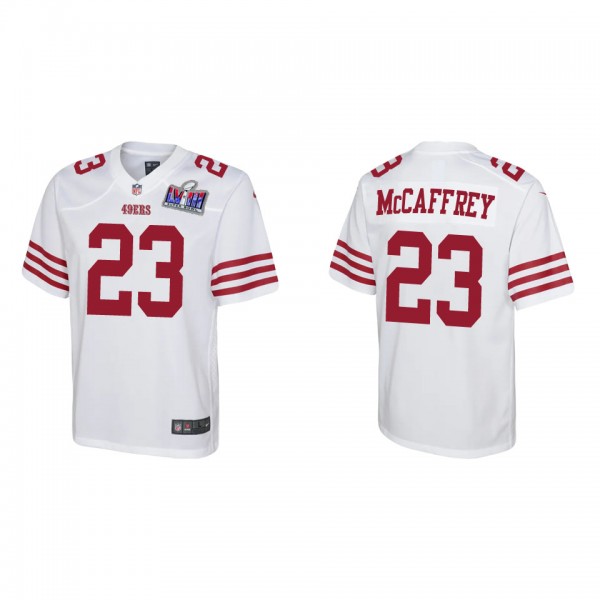 Youth Christian McCaffrey San Francisco 49ers White Super Bowl LVIII Game Jersey
