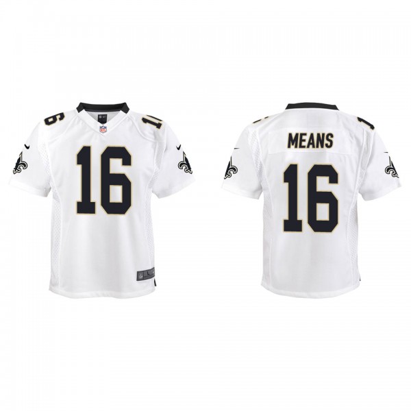 Youth Bub Means New Orleans Saints White Game Jers...