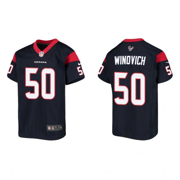 Youth Chase Winovich Houston Texans Navy Game Jers...