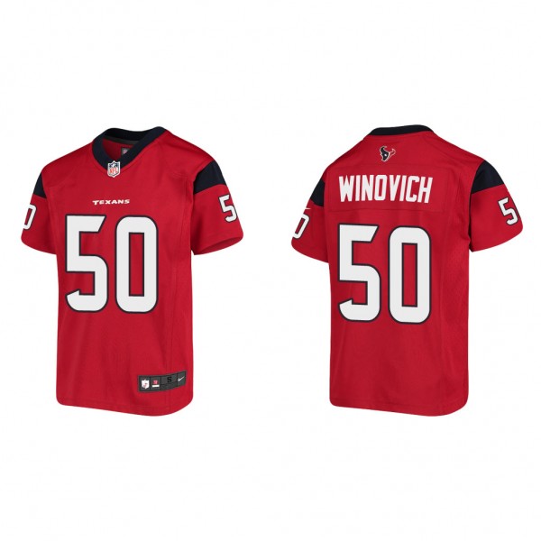 Youth Chase Winovich Houston Texans Red Game Jerse...
