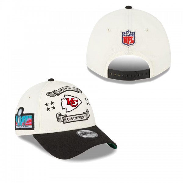 Youth Kansas City Chiefs Cream Super Bowl LVII Champions Locker Room 9FORTY Adjustable Hat