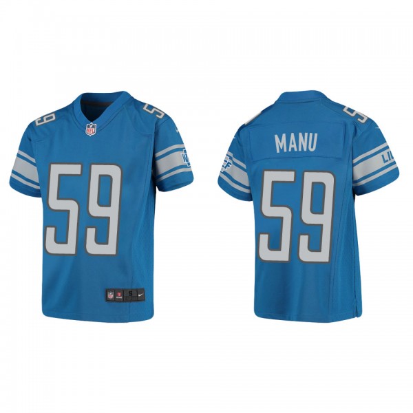 Youth Giovanni Manu Detroit Lions Blue Game Jersey