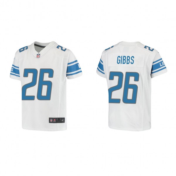 Youth Detroit Lions Jahmyr Gibbs White 2023 NFL Draft Game Jersey