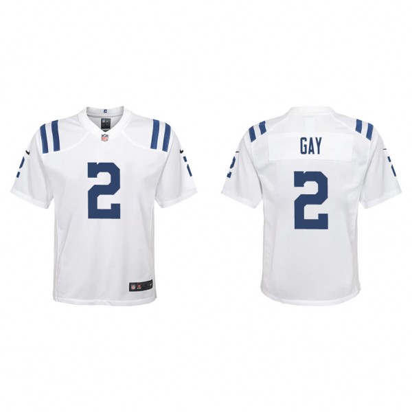 Youth Matt Gay Indianapolis Colts White Game Jerse...