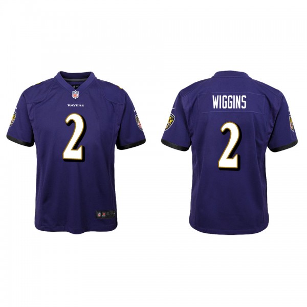 Youth Nate Wiggins Baltimore Ravens Purple Game Je...