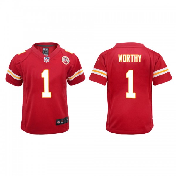 Youth Xavier Worthy Kansas City Chiefs Red Game Je...